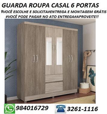 Entregamos No Mesmo Dia Guarda Roupa Casal 6 Portas Com Espelhos Super Barato 499,00