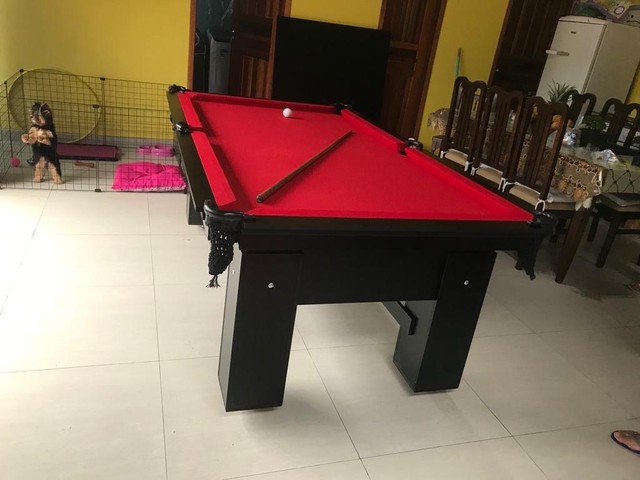 Mesa de Bilhar 2,30 x 1,30 Preta Tecido Vermelho64254013799171121