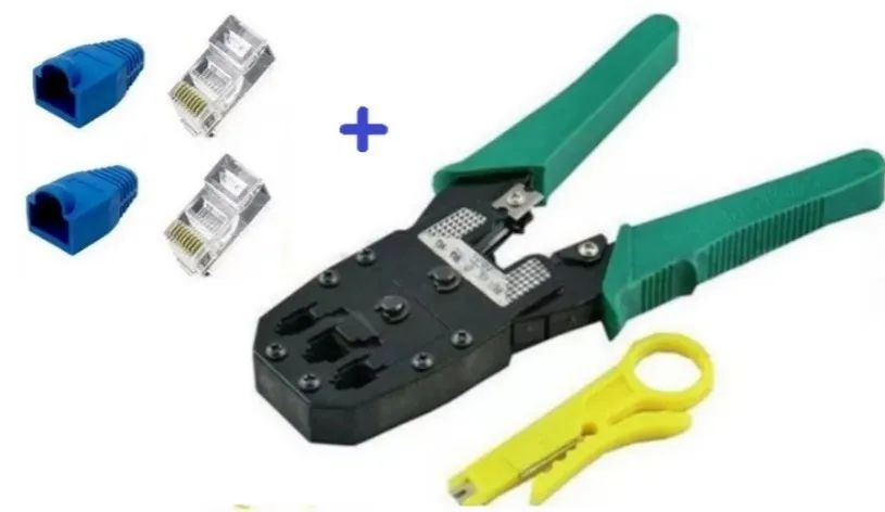 Alicate Crimpar Conector RJ45 Rj11 + Brinde 2 conector e 2 capa p/ conector - Foto 2