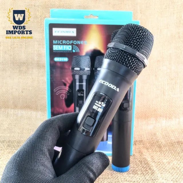 Microfone Duplo sem Fio Recarregável 