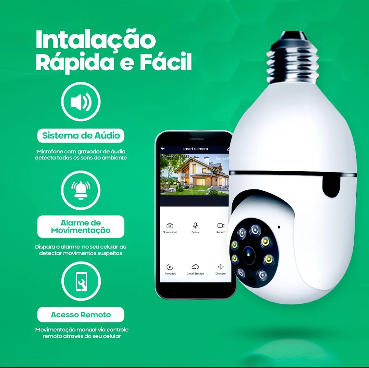 Camera Ip Inteligente Lampada Panoramica Yoosee Wifi E Espiã - Foto 2