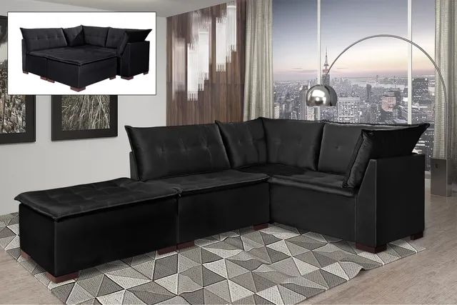 Sofá de Canto com Puff Saturno OFERTA p654 - Foto 5