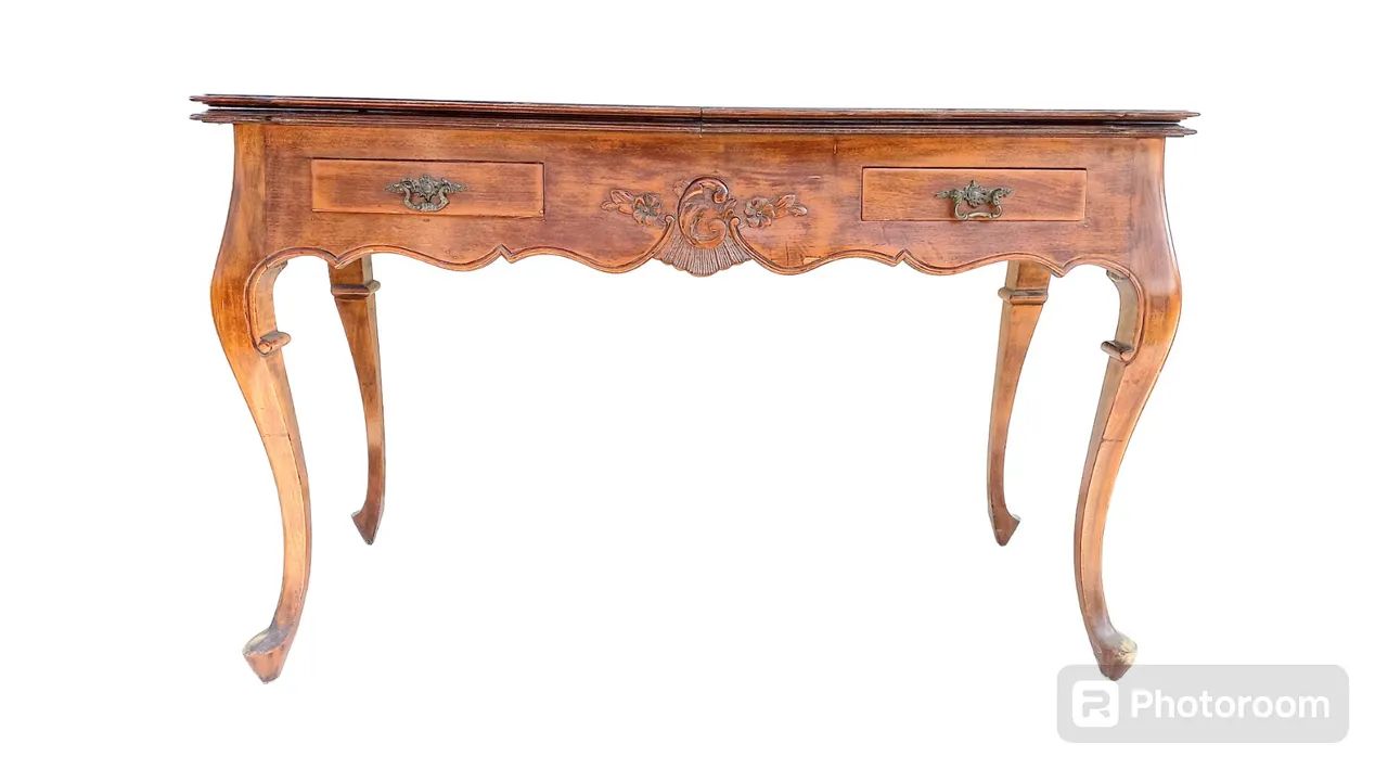 Mesa provençal antiga com duas gavetas e extenção - Foto 5