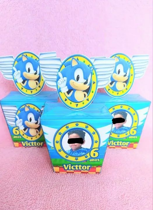 Caixinhas personalizadas Sonic com foto  - Foto 2