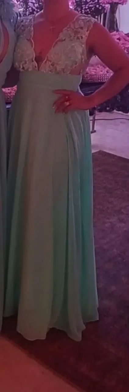 Vestido cor água marinha