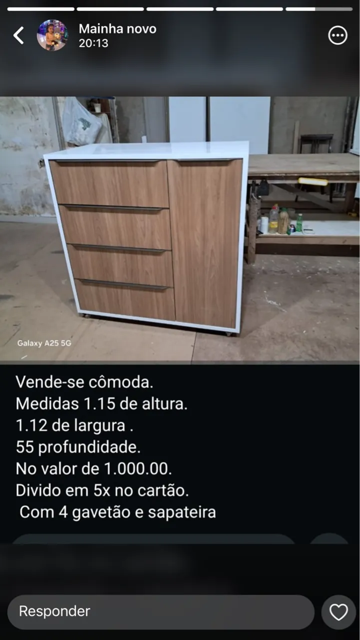 Cômoda nova com 4 gavetas e sapateira