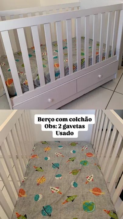Berço com 2 gavetas e colchão 