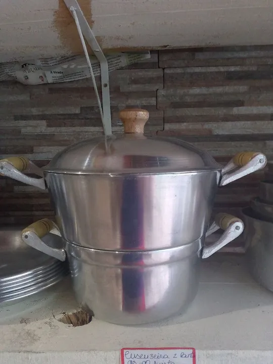 Cuscuzeira e vaporizador alumínio batido