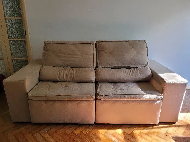Sofá retrátil/ reclinável cinzento/ bege claro - Foto 4