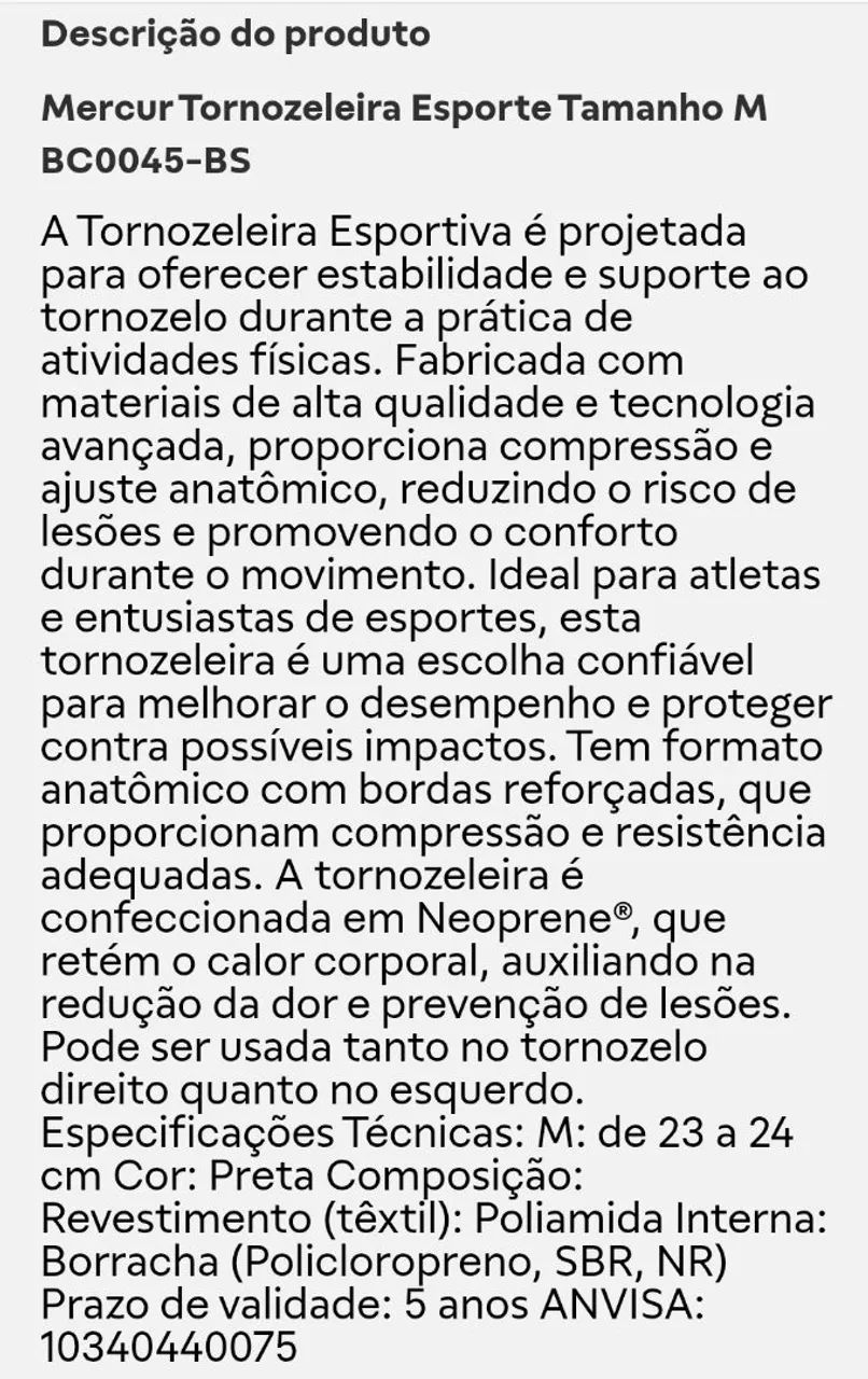 Tornozeleira de neoprene tam. M Mercur - Foto 6