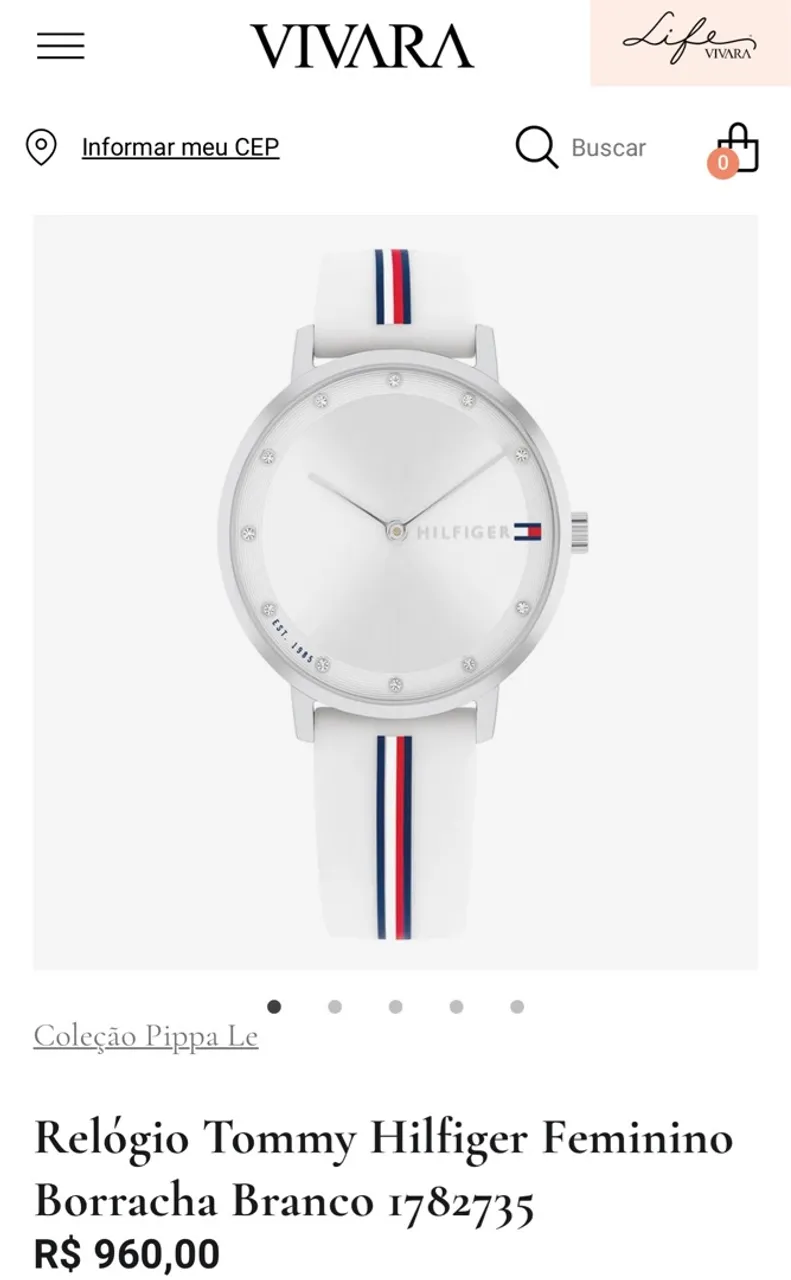 Relógio Vivara Tommy Hilfiger Feminino Borracha Branco