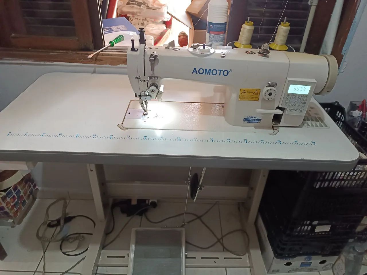 Máquina de Costura Industrial Aomoto transporte duplo   / direct drive silenciosa eletroni