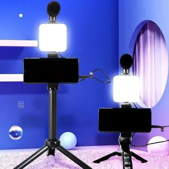 KIT VIDEOMAKER COM LUZ LED E MICROFONE  - Foto 4