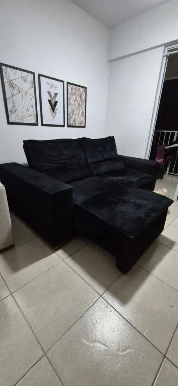 Sofá Retrátil Preto 2 Metros64673644757889120
