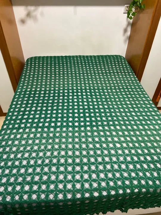 Colcha croche verde para cama tamanho casal - Foto 2