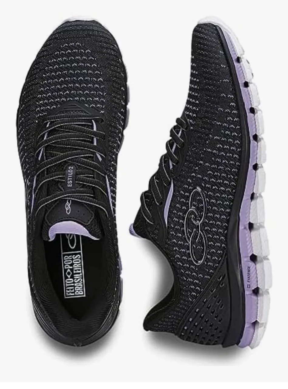 Tênis Olympikus Feminino Preto com Detalhes Roxos