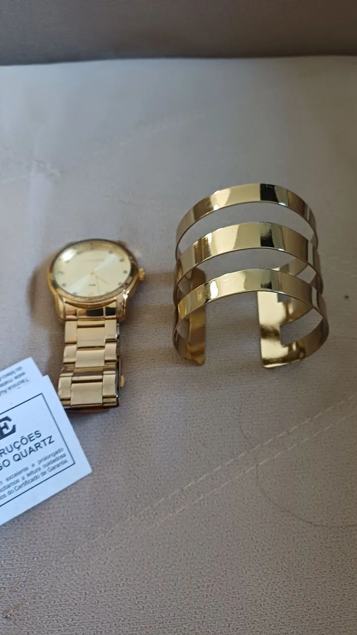 Kit Relógio Lince Dourado com Pulseira - Foto 4