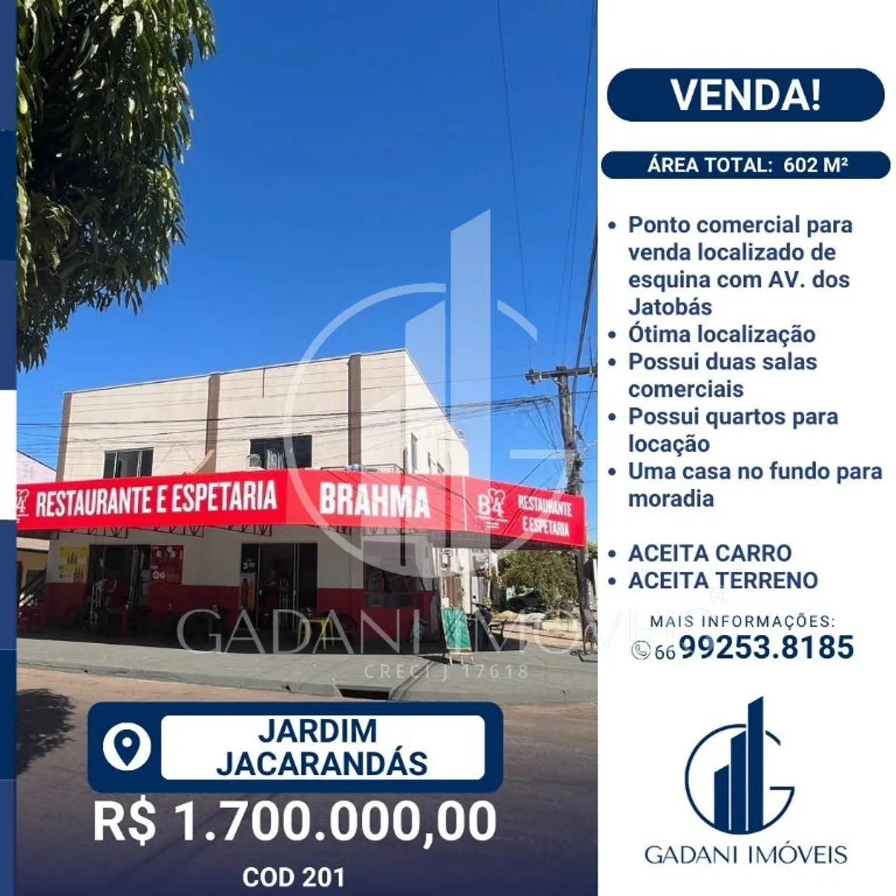 PONTO COMERCIAL Á VENDA COM APARTAMENTO EM SINOP MT