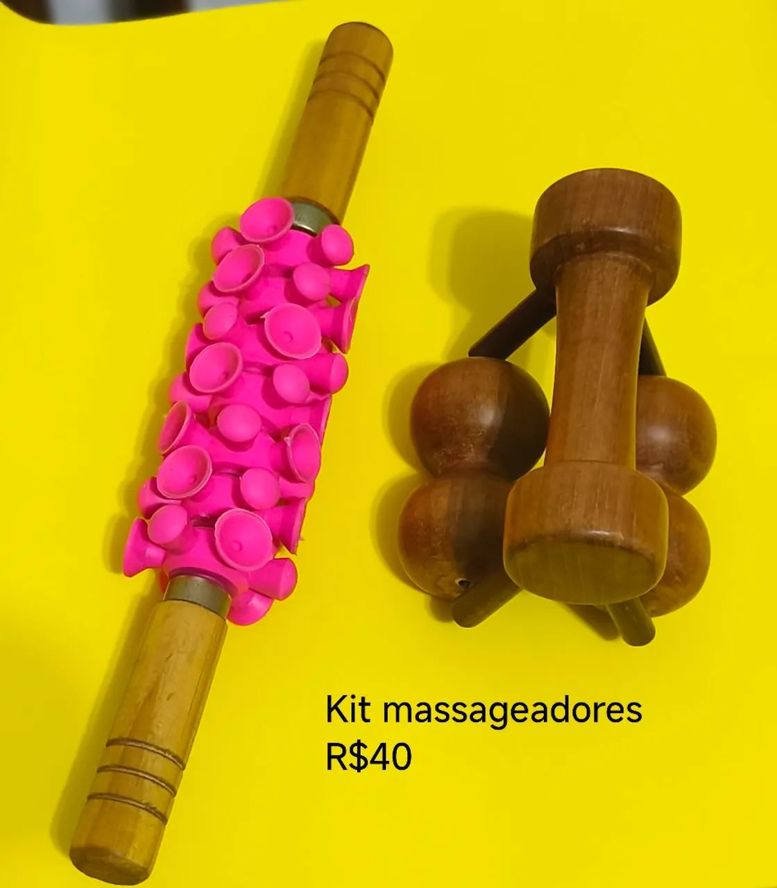 Kit Massageadores de Madeira e Silicone - R$40