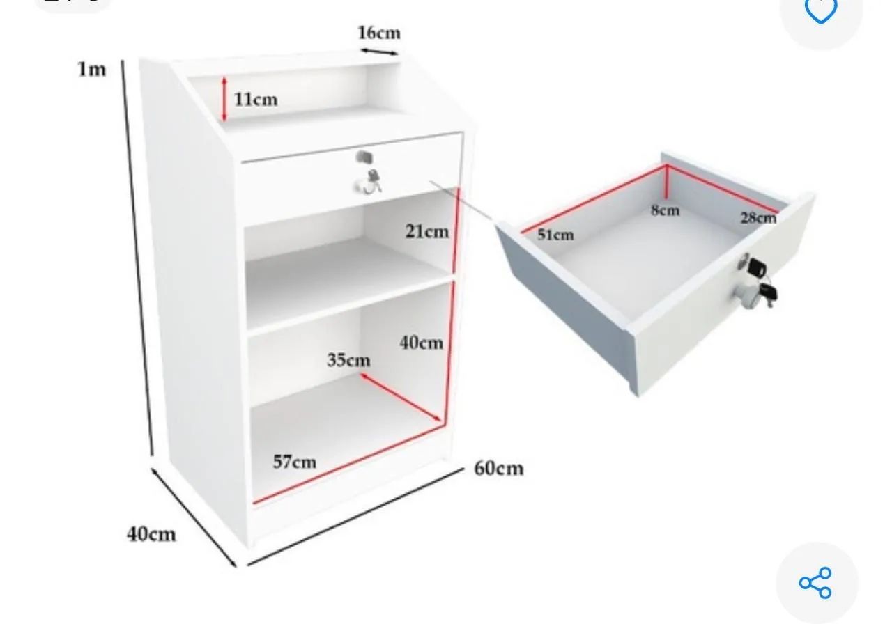 Balcão de Loja Branco com Gaveta e Prateleiras - Foto 3