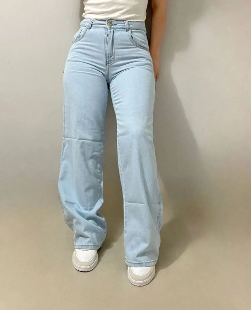 calça wide leg jeans clara