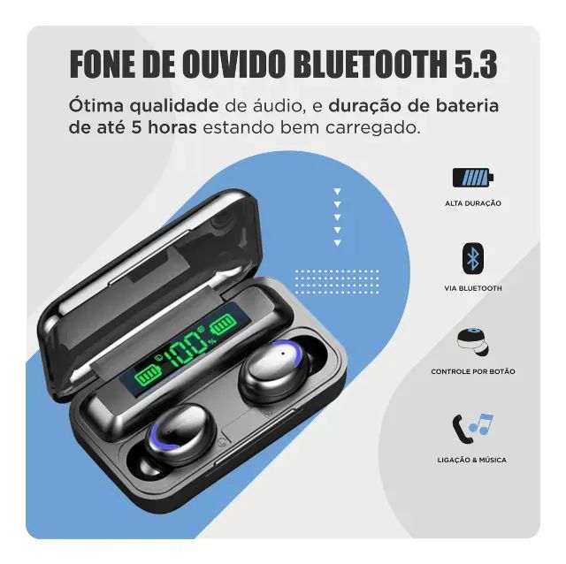 Fone Bluetooth F9-5 Pares Som Imersivo Powerbank Moderno Bateria Longa Duração Compativel  - Foto 5
