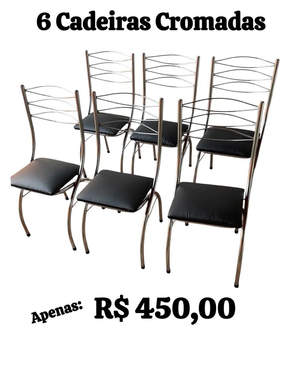6 Cadeiras de Mesa de Jantar Cromadas