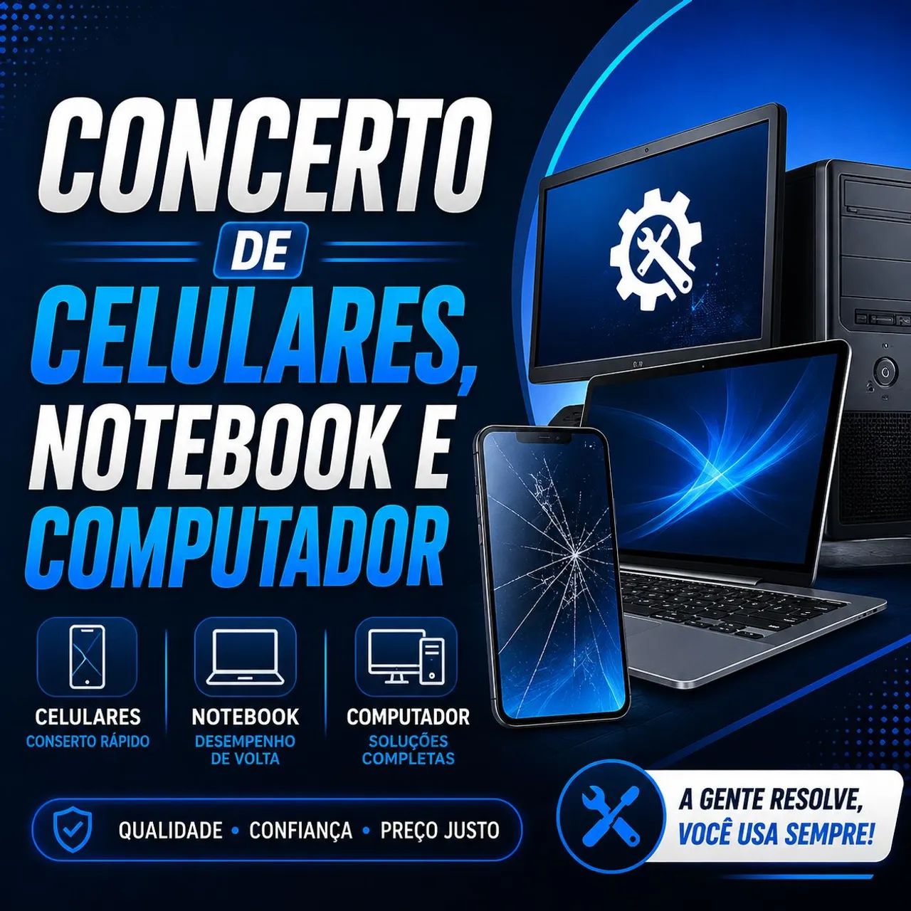 Concerto de celulares e computadores