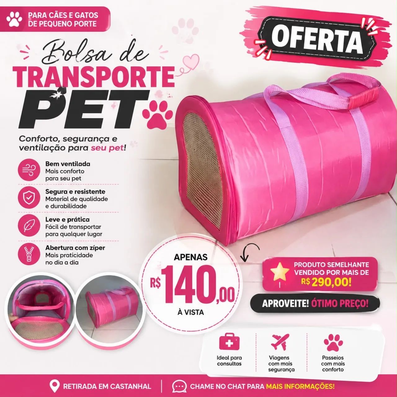 Bolsa de Transporte da cor Rosa