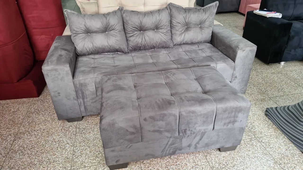 SOFA 3 LUGARES + PUFF EXTRA GRANDE + A PRONTA ENTREGA  - Foto 2