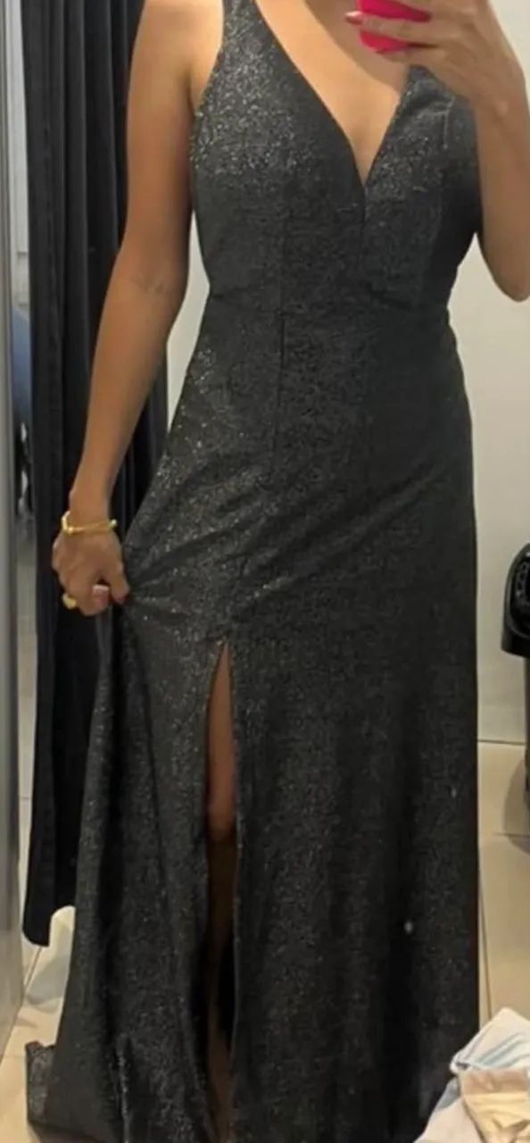 Vestido de festa prata c/ brilho  - Foto 2
