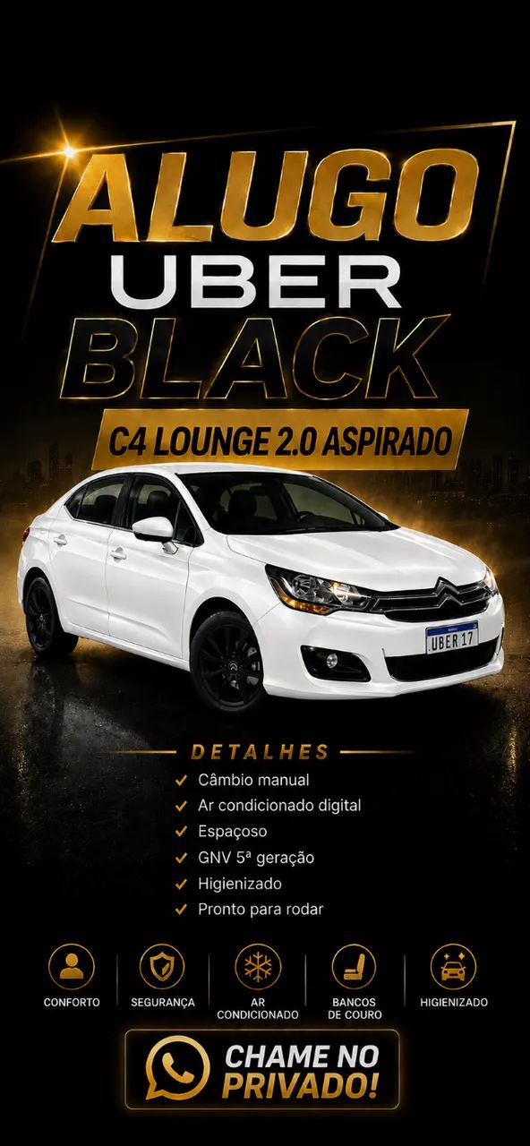 Alugo carro pra motorista de app Uber Black 99 Plus 