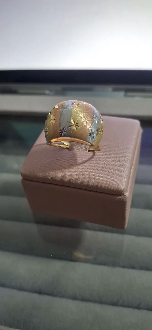 Anel tricolor ouro 18k - Foto 2