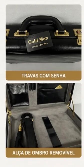 Pasta Executiva 007 Gold Man em couro legítimo - nova com senha - Foto 4