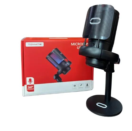 Microfone Condensador Usb Gamer C/ Led Rgb Podcast E Stream