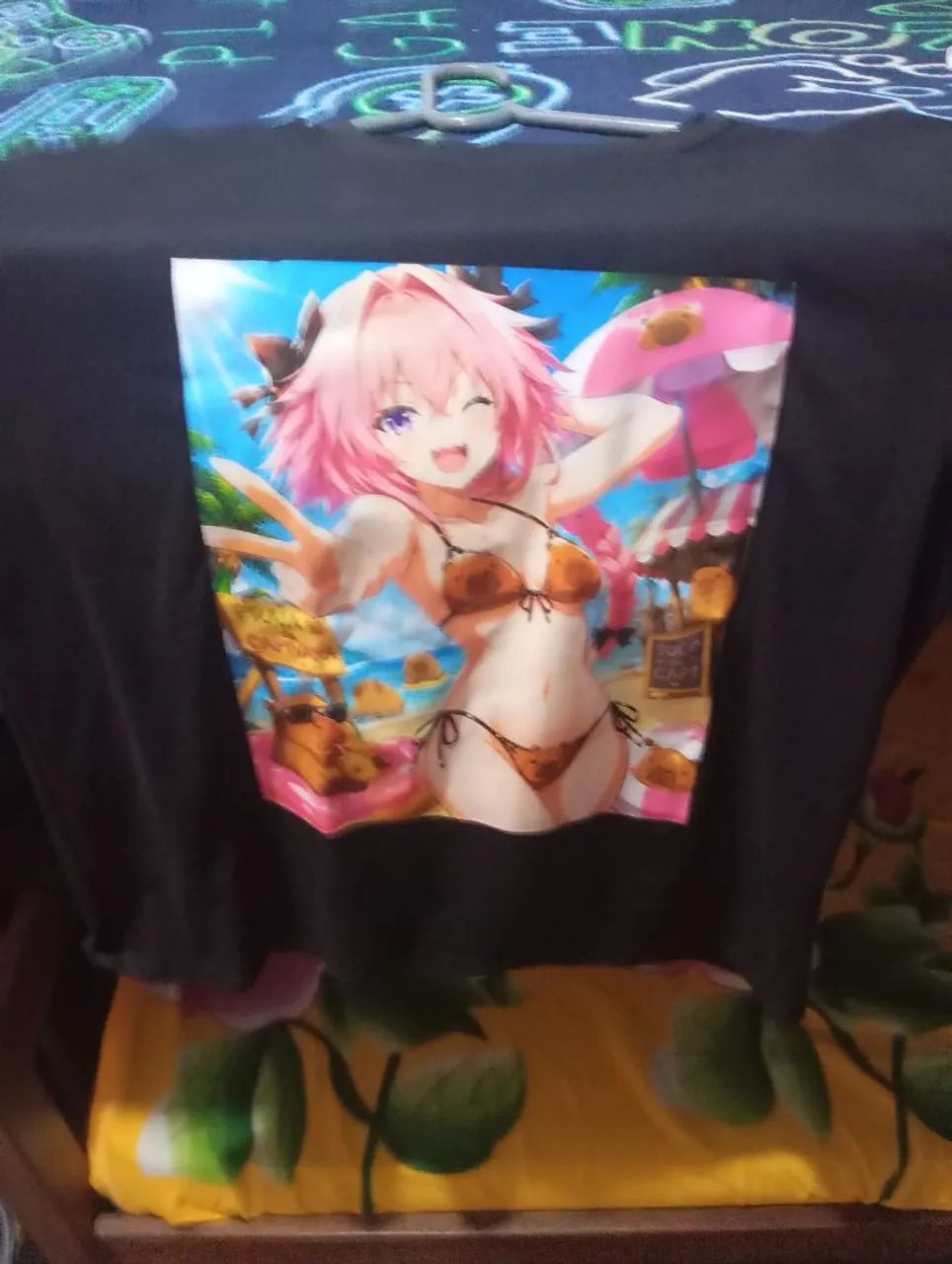 Camisa de algodão preta personalizada e chamativa do Astolfo 