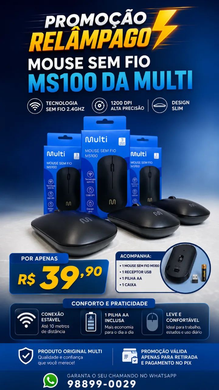 MOUSE SEM FIO, JÁ VAI COM PILHAS - Foto 5