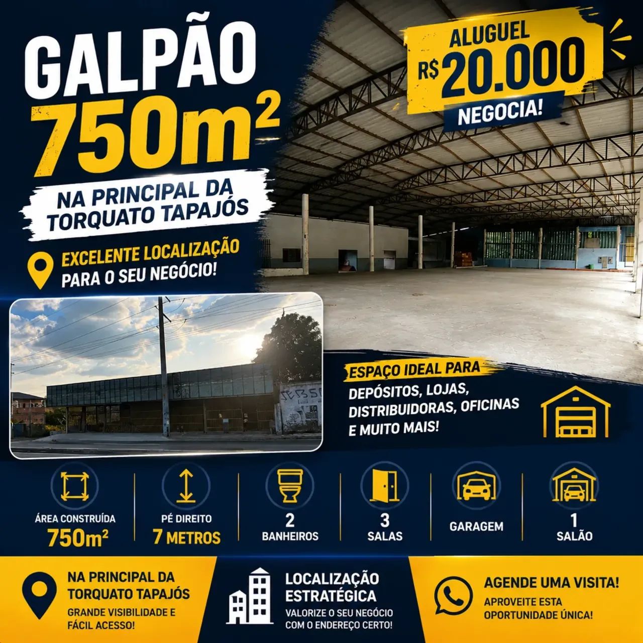 GALPÃO COMERCIAL PARA LOCAÇÃO  TORQUATO TAPAJÓS