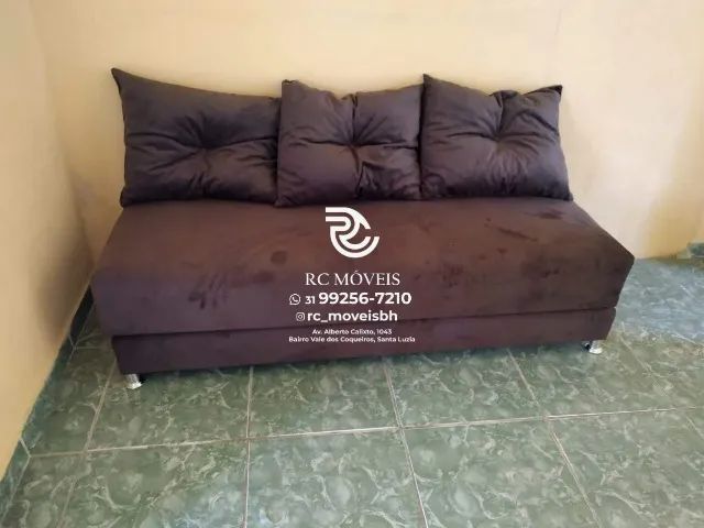 Sofá Cama estruturada Bicama 1,70m Suede macio D33 Compacto e Funcional | Qualidade Garant - Foto 2