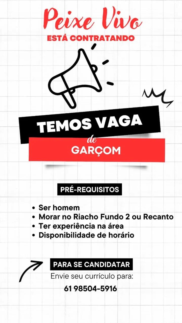 Vagas de garçom 