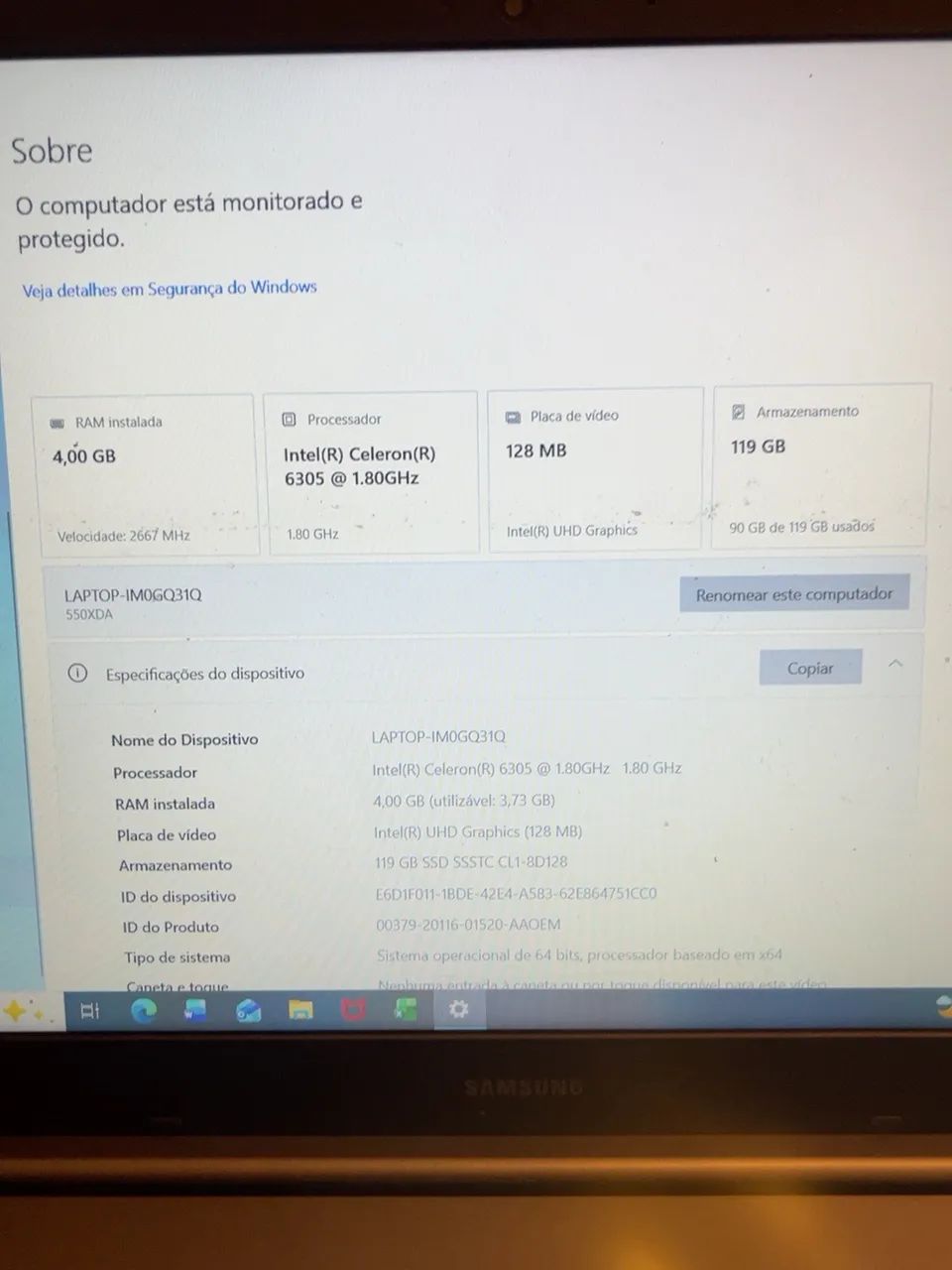 Notebook Samsung 