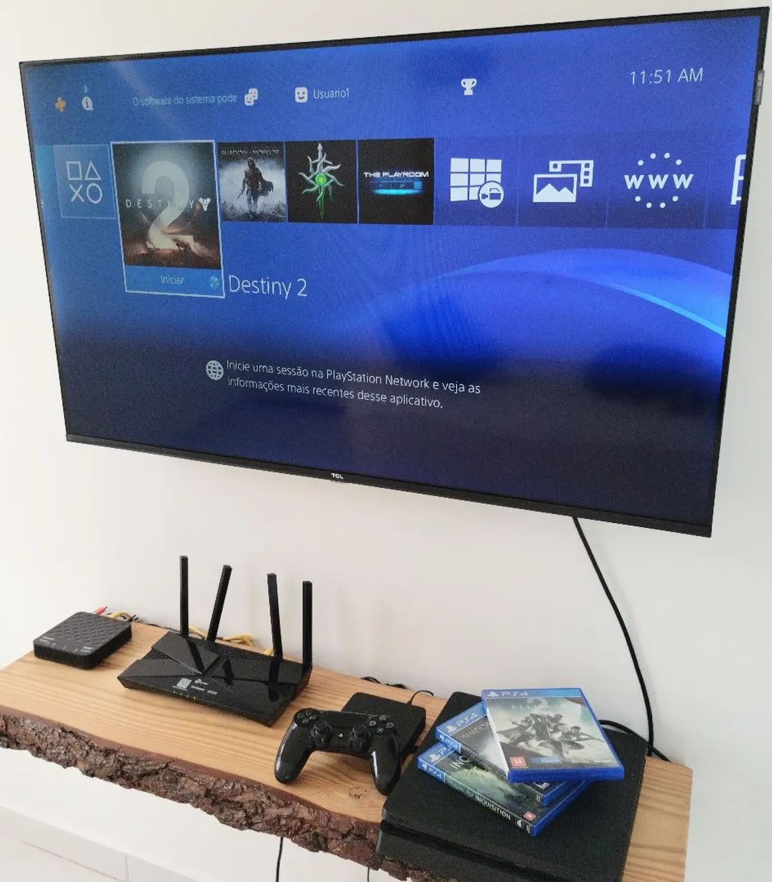 Playstation 4 slim com 3 jogos