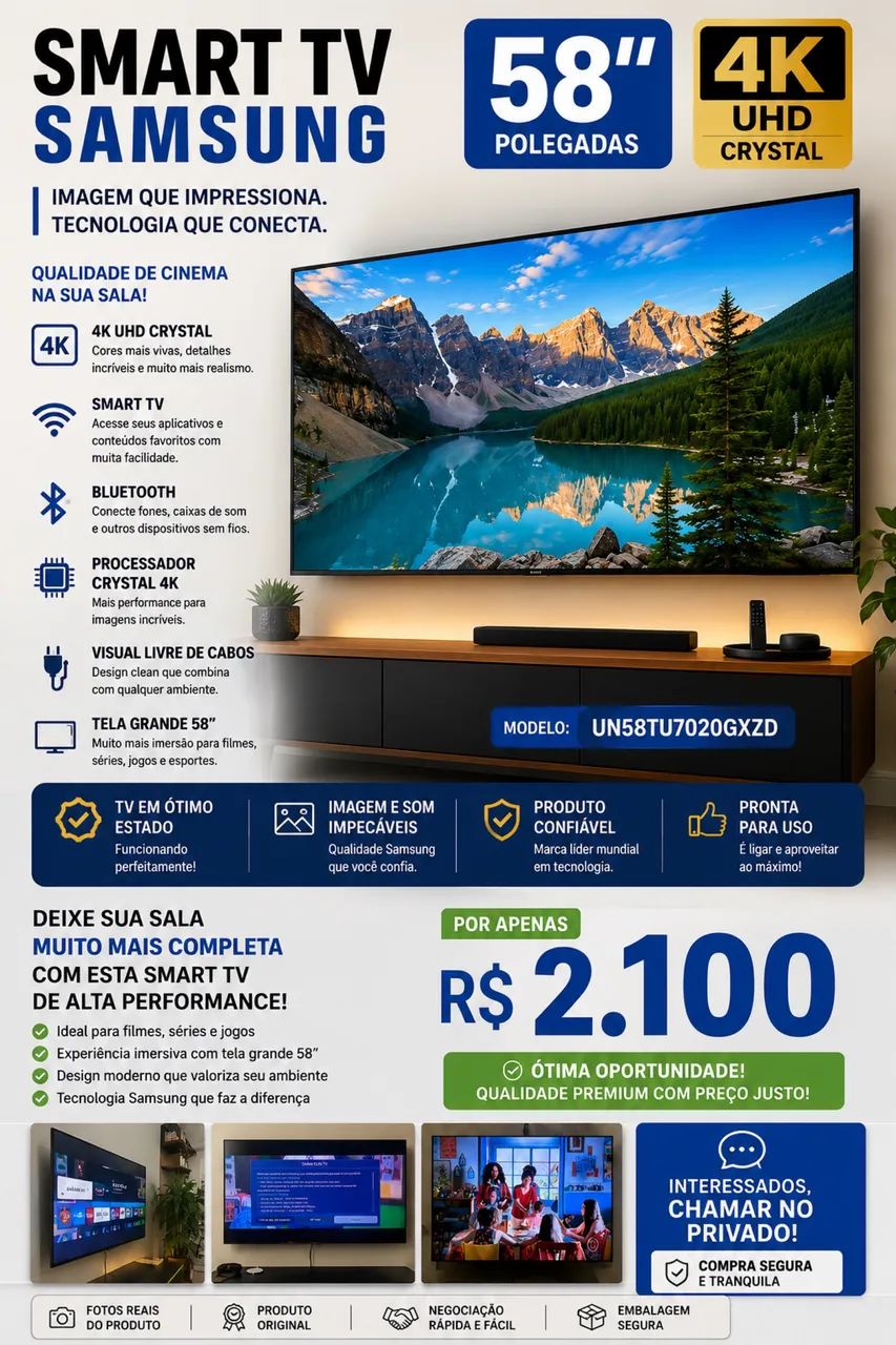 Smart TV LED 58" 4K UHD Crystal Samsung