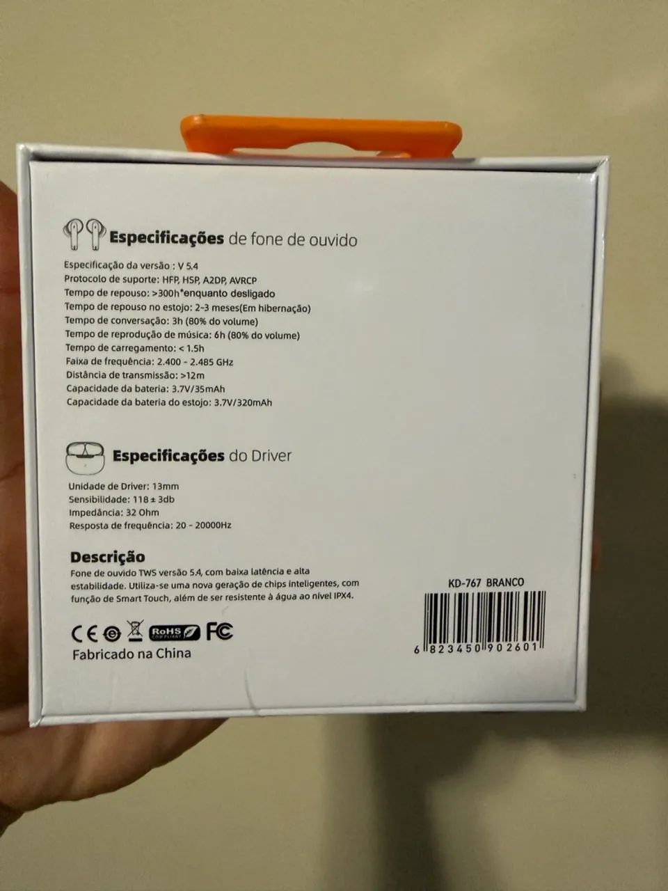 Fone de Ouvido Bluetooth Kaidi KD-767 TWS V5.4 - Branco - LACRADO - Foto 2