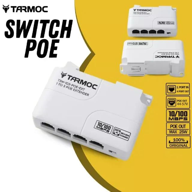 SWITCH POE EXTENSOR DE REDE FIBRA ÓPTICA POE POWER OVER ETHERNET TSW-103-POE-EXT
