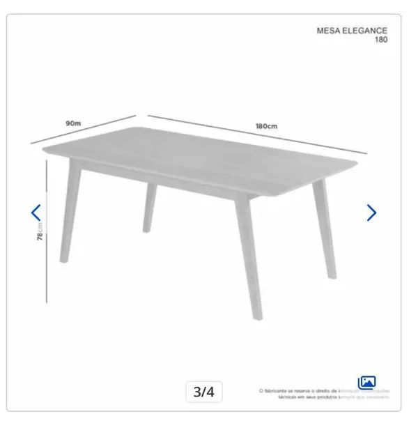 Mesa De Jantar Madeira Maciça Retangular 6 Lugares  - Foto 3