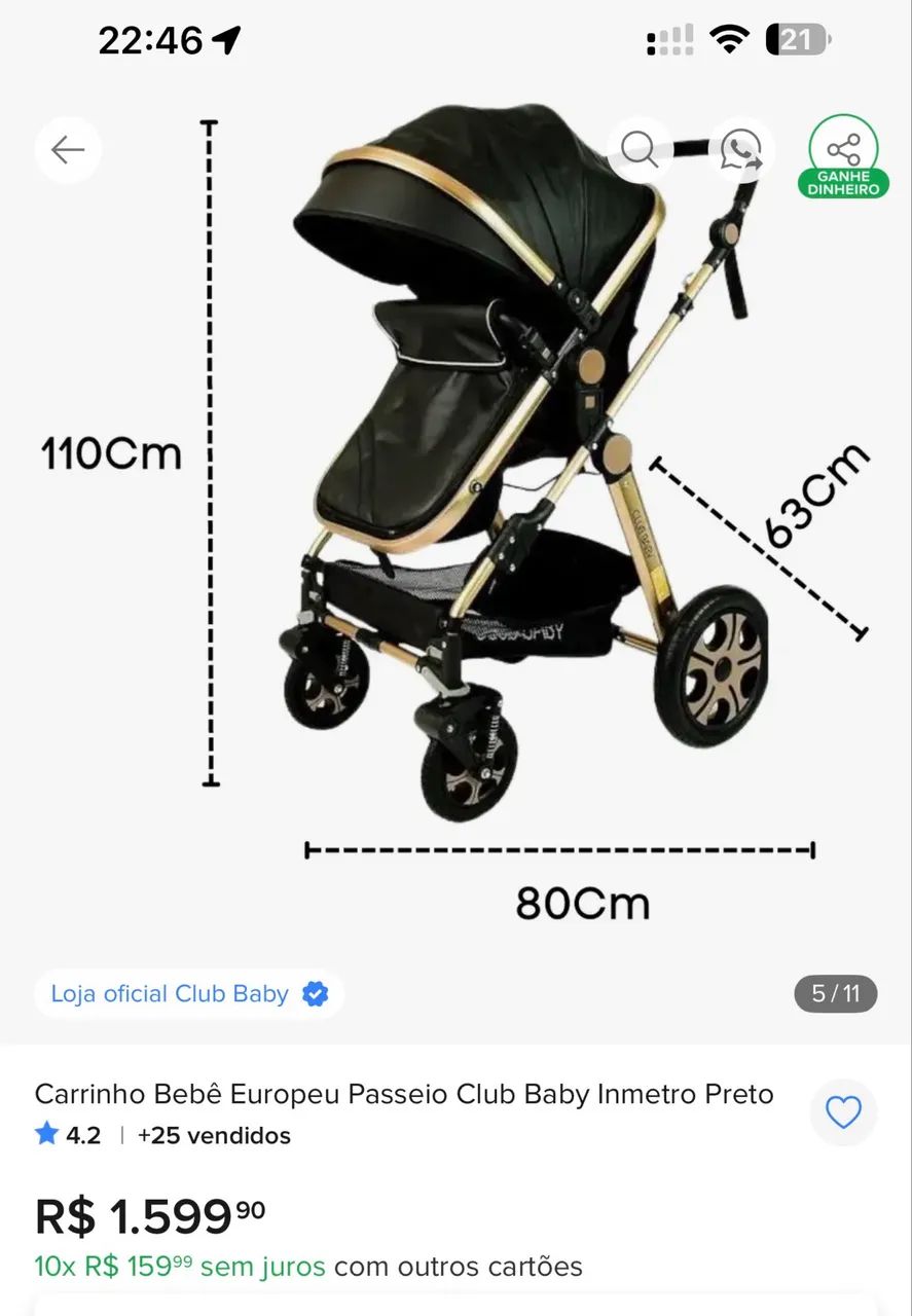 Carrinho de bebê novo  - Foto 5