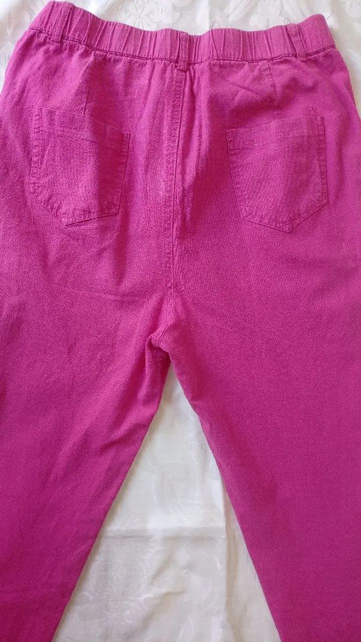 Calça Rosa Sarja GG (Usada ) - Foto 4
