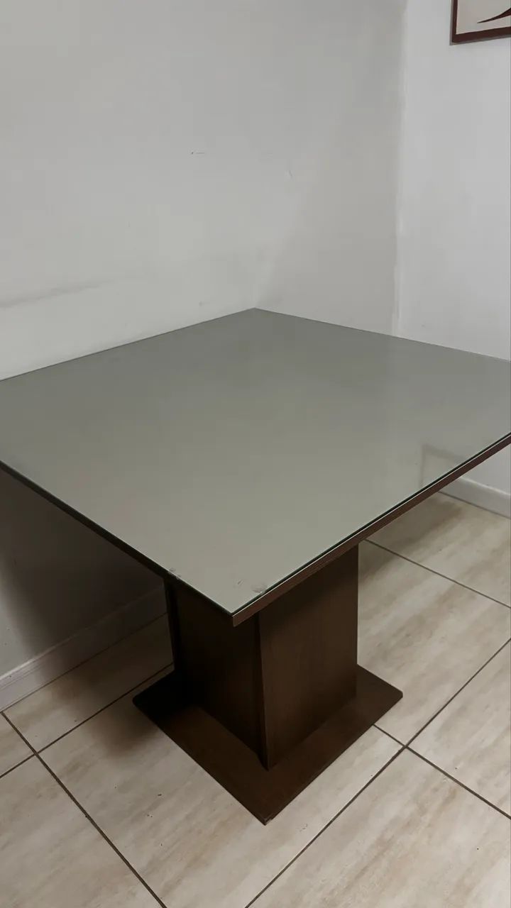 MESA QUADRADA 90x90 C/ TAMPO VIDRO - Foto 2