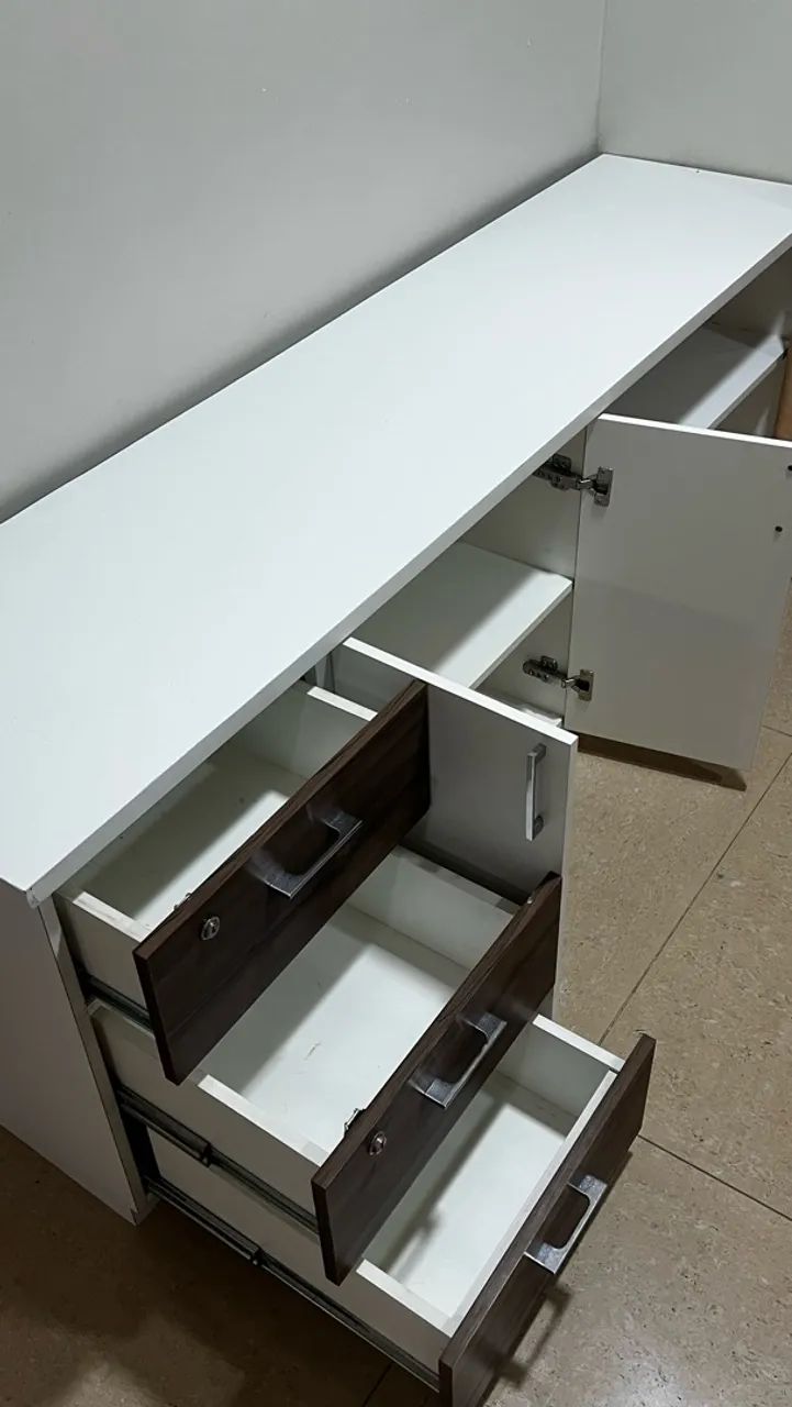 Móvel baixo com gavetas e armário 100% MDF - Foto 3